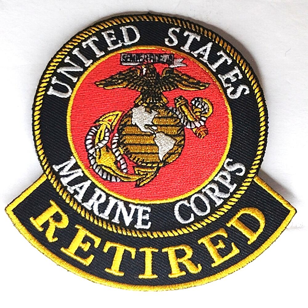 USMC Retired Patch Eagle Globe Anchor Round Sew‑On 3‑5/8" × 3‑5/8"